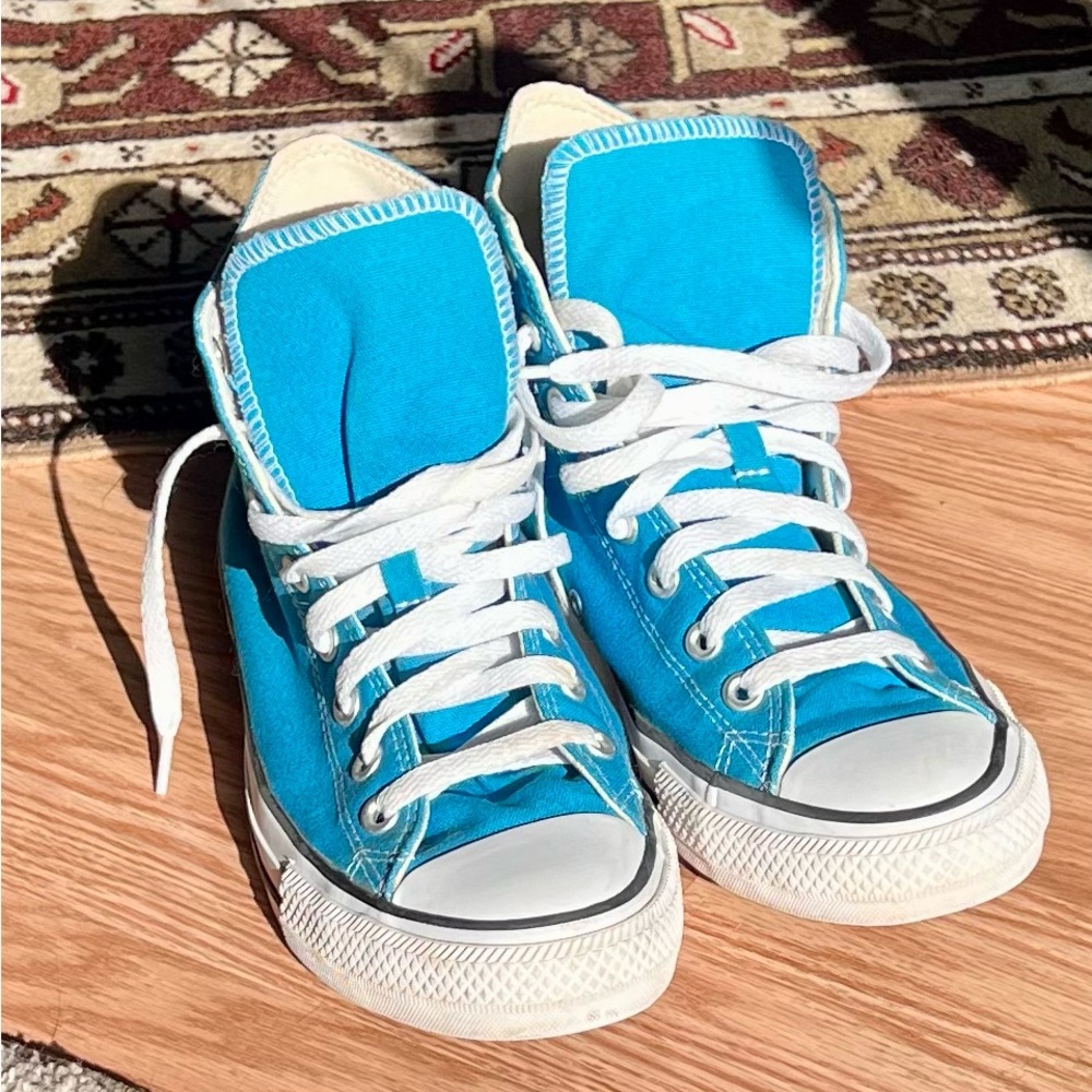 Converse Blue and White High-Top Sneakers